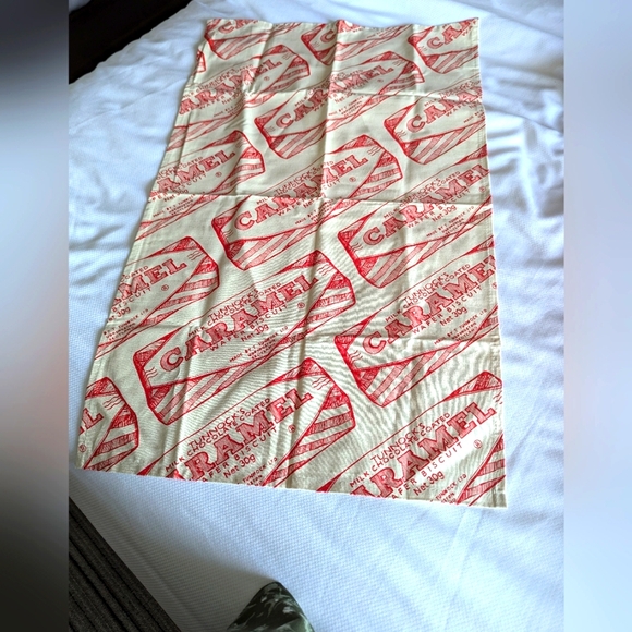 Gillian Kyle tea towel. Advertising of Tunnock Caramel bar. Scotland. - Picture 1 of 7